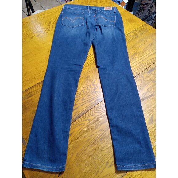 LEVI 524 Jeans Womens 11 BLUE SKINNY Preowned Used Distressed Holes Ripped Dark - Picture 10 of 10